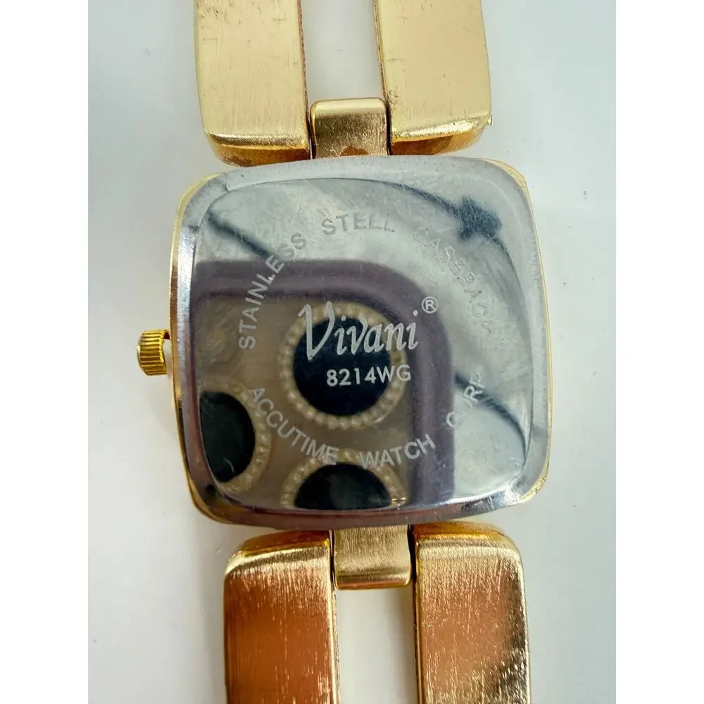 New Vivani Gold Tone Bracelet Watch Chunky Link Statement Jewelry Deadstock